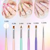 MEKK Nail Art Brush, 6Pcs Multicolor Nail Art Brushes with French Tip Brush Builder Gel Brush Nail Liner Brush and Nail Dotting Tools for Salons & Home DIY