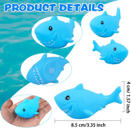 40 Pcs Mini Rubber Sharks Blue Shark Bath Toys Small Bathtub Sharks for Kids Shower Bathtub Decoration Summer Pool Party Supplies