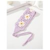 Verdusa Women's Floral Crochet Head Scarf Knitted Tie Hair Bandana Headband Head Kerchief Purple One-Size
