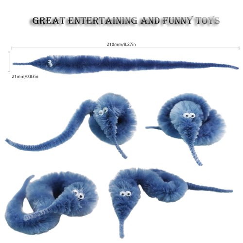 Happy Will 64 Pcs Worm on a Invisible String Worms Carnival Party Favors for Kids Birthday Christmas(Random Colors)