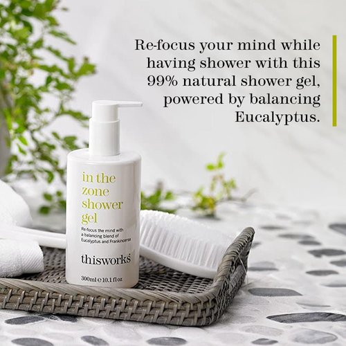 THISWORKS In The Zone Shower Gel: Re-focus the Mind with Eucalyptus, Patchouli & Frankincense, 10.1 Ounce