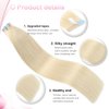 Evala tape in hair extensions human hair blonde tape in extensions 60 Platinum Blonde remy hair extensions tape in 20pcs 50g real human hair extensions seamless straight natural hair 18 inch
