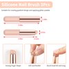 BQAN 3Pcs Silicone Nail Brush, Pink Nail Art Brushes for Ombre Nail, Chrome Nail, French Nail, Soft Silicone Nail Stamping Manicure Tool