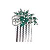 Faship Gorgeous Green Rhinestone Crystal Floral Hair Comb