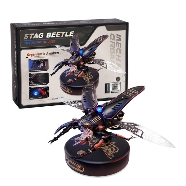ROBOTIME MI03 Model Kits for Adults/Teens-Storm Beetle Model Building Kits-115 Pieces Mechanical 3D Puzzle-Birthday Gift for Men-Aesthetic Desk Toy Decor
