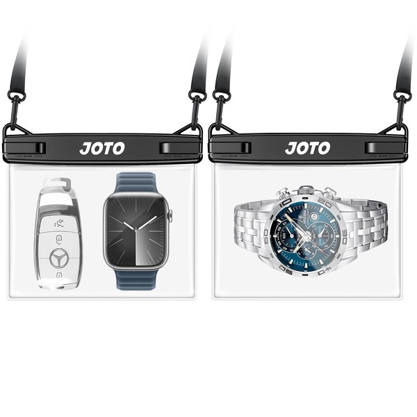 JOTO 2 Pack Waterproof Car Key FOB Case with Lanyard for Swimming Surfing, Small Waterproof Wallet Dry Bag for Money Credit ID Card Cash Coins -Black