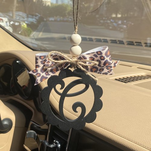 NMOHYDEU Handmade Car Accessories for Women, Leopard Car Rear View Mirror Decor Hanging Accessories with Bow, Car Charm Interior Decor Gift Christmas Ornament