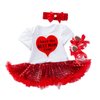 Reborn Baby Doll Clothes Outfit for 20-23 Inch Reborns Newborn Babies Matching Clothing Headband Mom Red Heart Tutu Dress Shoes Three-Piece Set