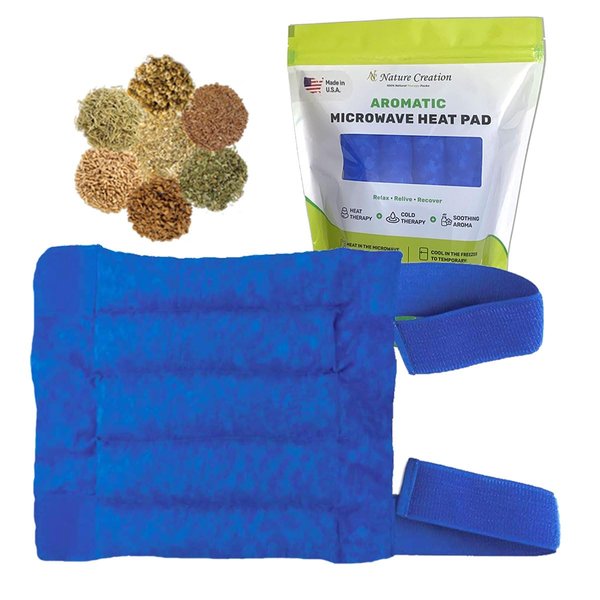 Nature Creation Microwave Heating Pad for Knee - Heating Pad Microwavable for Joints, Knee Pain & Sore Muscle - Reusable Hot/Cold Pack for Joints Comfort and Relaxation, Blue Marble 1 Pack