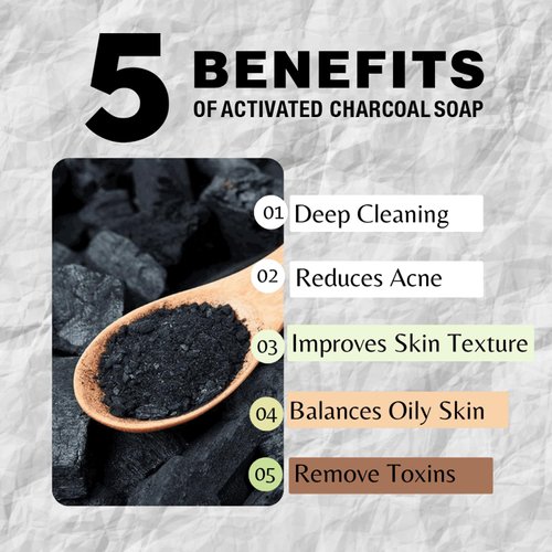 One With Nature Dead Sea Salt Activated Charcoal Soap 7oz 3Pack, Black Bar Soap Detoxifying Body Wash Soap Bar & Face Soap Vegan Men Soap with Shea Butter 100% Natural Soap for Men & Women Soap Bar