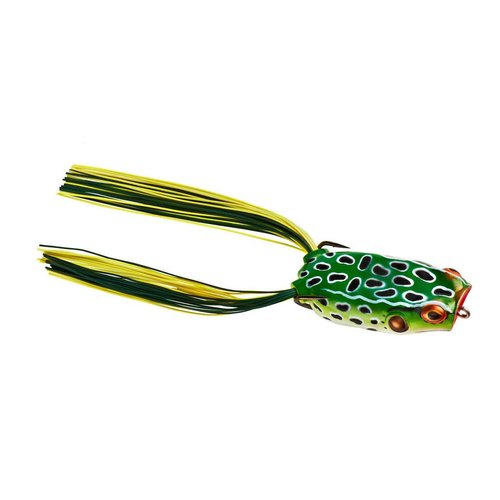 BOOYAH Poppin' Pad Crasher Topwater Bass Fishing Hollow Body Frog Lure with Weedless Hooks, Leopard Frog