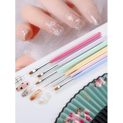 GEMBITYFUL Nail Art Brushes 6Pcs Painting Nail Brushes Nail Art Liner Brushes and Nail Art Dotting Pens for Salon
