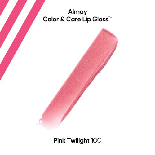 Almay Hydrating Lip Gloss, Soft Natural Colors, Prebiotic Complex, Hyaluronic Filling-Sphere Technology, 100 Pink Twilight, 0.1 fl oz.