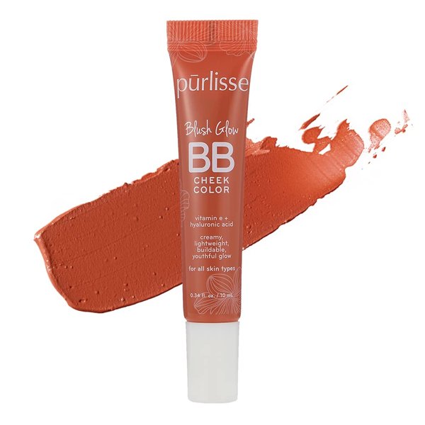 purlisse Blush Glow BB Cheek Color: Cruelty-free & clean, Paraben & Sulfate-free, Cream blush, Long lasting, Vitamin E hydrates | Sunset Glow 0.34oz