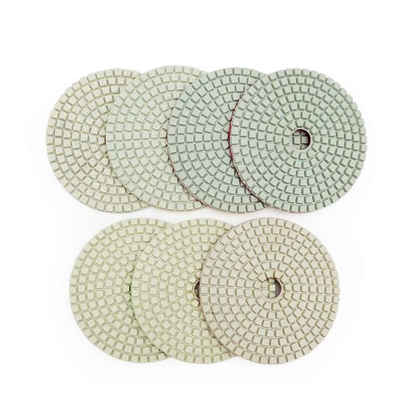 BGTEC 4" Wet Diamond Polishing Pads Set,7 Pieces #50- #3000 Pads Kit for Granite Marble Stone Quartz Tiles