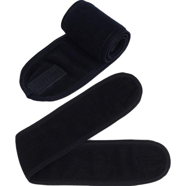 Onwon 2 Pack Facial Spa Headband with Magic Tape - Head Wrap Terry Cloth Headband Stretch Towel Headband for Bath, Makeup, Yoga and Sport, Black