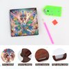 JZHYOAN Reusable Portable Diamond Note Storage Box, 4.33x4.33x1.1 Inch Diamond Art Painting Wooden Message Paper Storage Note Box Suitable for Office, Study -Butterfly Fairy