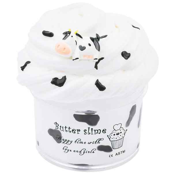 White Black Cow Butter Slime 7OZ Scented Slime,200ML Non Sticky Premade Butter Slime for Kid Christmas Toy for Boys Girls Party Favors