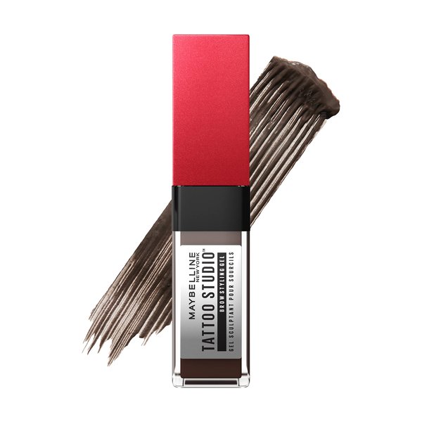 Maybelline Tattoo Studio Brow Styling Gel, Waterproof Eyebrow Make Up, Brow Tint for Up to 36HR Wear, Deep Brown, 1 Count