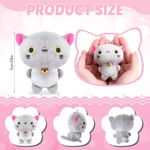Zomiboo 9 Pcs Cat Stuffed Animals Bulk Mini Plush Cat Pig Stuffed Kitten Soft Doll Piggy Plush Toys Hanging Ornament for DIY Keychain Pet Animals Party Favors(Bell Style, 2.76 Inch, Bell Style)