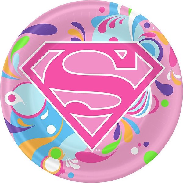 Supergirl 7" Dessert Plates Party Supplies - 8 Count