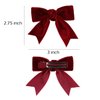 Dark Red Velvet Ribbon Hair Bow Clips 3" Cute Valentines Alligator Barrettes Pins Bowknot Decor Accessory Small for Little Teen Toddler Baby Girls Kids Women Christmas Gift