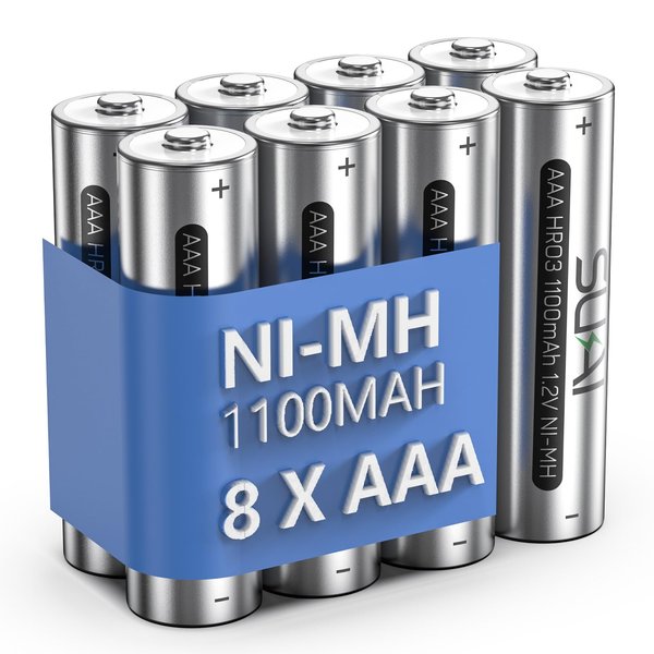 SUKAI Rechargeable AAA Batteries (8 Pack), 1100mAh High Capacity Performance Long-Lasting 1.2V, Per Charged Ni-MH AAA Batteries Low Self Discharge AAA Rechargeable Battery