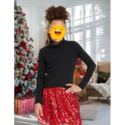 Arshiner Girls Black Sweater Long Sleeve Soft Knit Turtleneck Pullover Sweater Top for 4-14T Kids,Black,12-13 Years