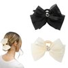 Bow Claw Clips for Women Bow Hair Clips 2 Pcs Black White Tulle Claw Clips for Thin Thick Curly Hair Bow-knot Hair Claw Clip Big Bows for Women Girls Claw Clip with Bow Hair Styling Accessories