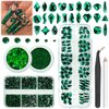 4 Boxes Green Nail Rhinestones Glitters Kit, 24 Shapes K9 Glass Emerald Green Gems Flatback Round Gems Stones Diamonds Crystals Nail Art Supplies Nail Charms for Acrylic Nails Faces Body DIY Crafts