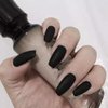 Umillars 24pcs Pure Color Coffin Nails Matte False Gel Nails Art Tips Sets Full Cover Medium False Nails for Ballerina Cosplay Office Lady (Black)