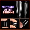 Teenitor Clear Coffin Nail Tips Set, Long Acrylic Nail Tip Full Cover Clear Press On Nails, 600pcs Ballerina False Nails Tips With Nail Glue, Acrylic Nail Clipper Files And Buffer Polisher