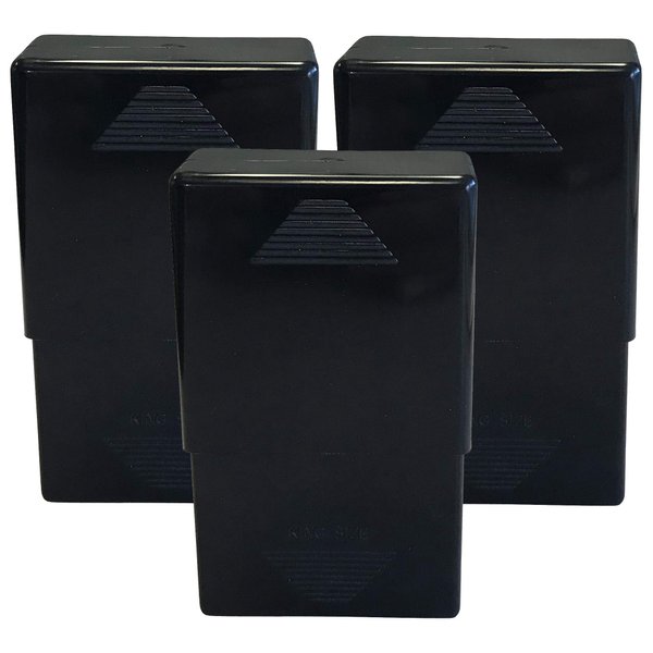 Crush-Proof Plastic 2 Piece Cigarette Case for King & 100s (3, Black)