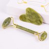 HOTACE Natural Jade Roller Gua Sha Kit Face Massager Portable Facial Skin Care Tools-XIUYU Green