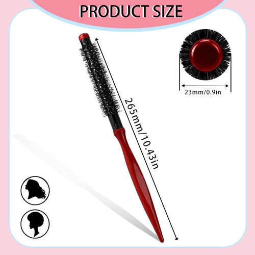 Mini Quiff Roller Brush for Blow Drying and Curling - 1/2 Inch Portable Travel Brush with Wooden Handle and Nylon Bristles for Styling Short, Fine Hair