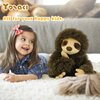 YOHAKI Sloth Plush Animal, 11.02" Cute Stuffed Sloth with 3 Baby Sloths, Easter Stuffed Sloth Animal, Washable Plush Toys, Cute Three Toed Sloth Birthday Gifts for Kids Boys and Girls, Brown