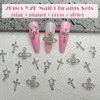 KACHIMOO 20PCS Cross Nail Charms 3D Silver Star Nail Charms Planet Nail Art Charms Shiny Starlight Nail Jewelry Gems Y2K Nail Charms for Women Girl Acrylic Nails Decoration