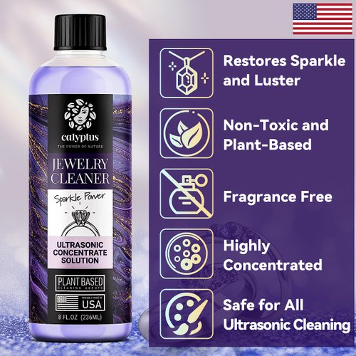 Calyptus Ultrasonic Jewelry Cleaner Solution Concentrate | Professional Power for Use in All Ultrasonic Machines | Plant-Based Eyeglass and Jewelry Cleaner | USA Made, 16 Ounces (Pack of 2)