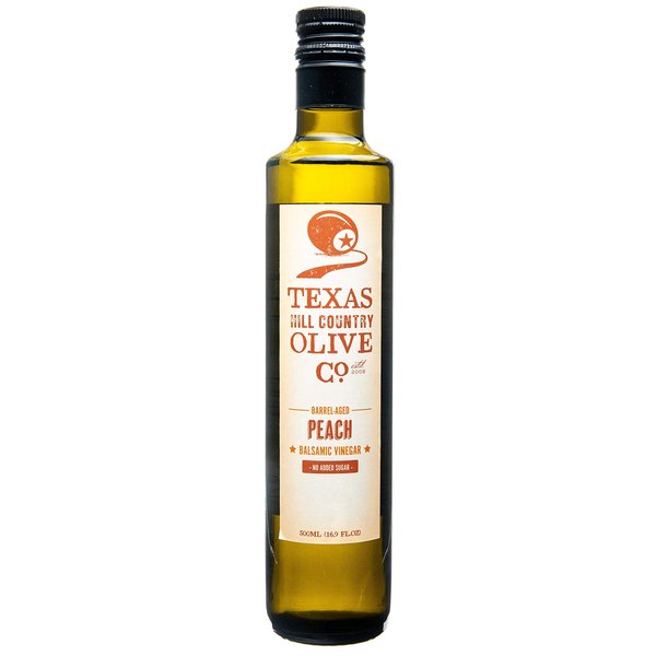 Terra Verde Peach Balsamic Vinegar - Gourmet Barrel Aged Infused Balsamic Vinegar - Great for Dressing Dipping Glazing - No Artificial Flavors or Added Sugar - Made in Texas (16.9 oz)