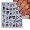 Halloween Nail Stickers for Nail Art Spider Web Spiders Nail Art Stickers with Rhinestones Design Red Black Spider Nail Decals Classic Halloween Nail Art Decoration for Women Manicure Accessories-6Pcs