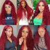 Amadaier Burgundy Lace Front Wigs Human Hair 13x4 99j Deep Wave Human Hair Wig 200% Density Red Color Deep Curly Lace Front Wigs Pre Plucked Virgin Human Hair Wigs(20Inch, Burgundy)