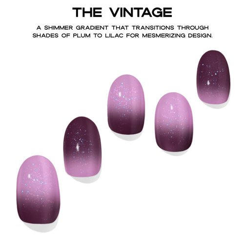 ADORA COUTURE Semi Cured Gel Nail Strips Fall | 30pcs Uv Gel Nail Stickers with Uv Light | Purple Gradient Ombre Glitter Nail Stickers | Fall Nail Art Gel Stickers for Nails Uv Light (The Vintage)