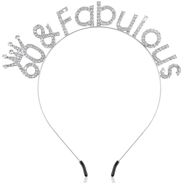 SuPoo Silver 60th Birthday Crown Headband 60th Birthday Decorations Women 60 & Fabulous Birthday Headband Tiara 60th Birthday Gifts for Her 60 Year Old Party Decorations Happy Birthday Accessories