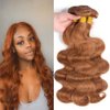 Light Brown Human Hair Bundles Color #30 Brown Body Wave Bundles Human Hair 8 10 12 Inch Brazilian Virgin Hair Double Weft Remy Hair Extensions Wet and Wavy Bundles Silky Soft