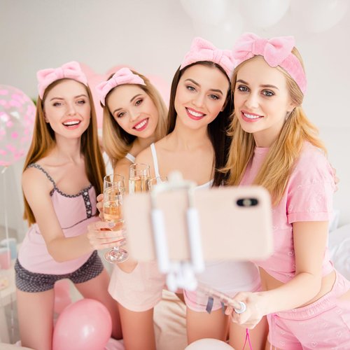 WHAVEL 9 Pack Pink Spa Headband for Washing Face, Makeup Headband Skincare Face Wash Headband Facial Headband Soft Fluffy Headband Bachelorette Spa Party Favors (C. Pink)