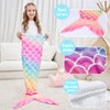 Mermaid Tail Blanket - Plush Mermaid Wearable Blanket for Girls Teens All Seasons Soft Flannel Snuggle Blanket little Mermaid Scale Sleeping Bag 55" x 24" (Rainbow)