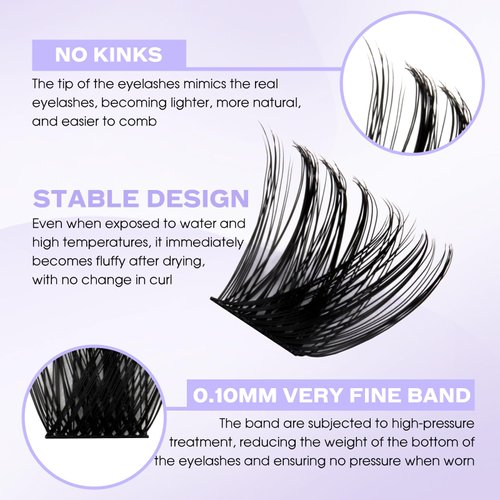 Lash Clusters DIY Eyelash Extensions C/D Curl Wide Stem Cluster Lashes 8-16mm Mixed Length Individual Lashes Wispy and Soft Cluster Eyelashes Matte Black Lashes Extensions for DIY(Volume-0.07D, 8-16mm Mixed)