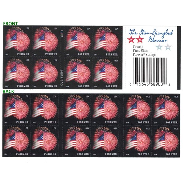 USPS Forever Stamps Star-Spangled Banner Booklet of 20 (Fireworks)