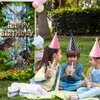 Dinosaur Happy Birthday Banner Backdrop Tyrannosaurus Rex Triceratops Jungle Dinosaur Themed Door Decor for Boys Girls Birthday Party Favors Decorations Supplies 35.4x72.8in-BECKTEN
