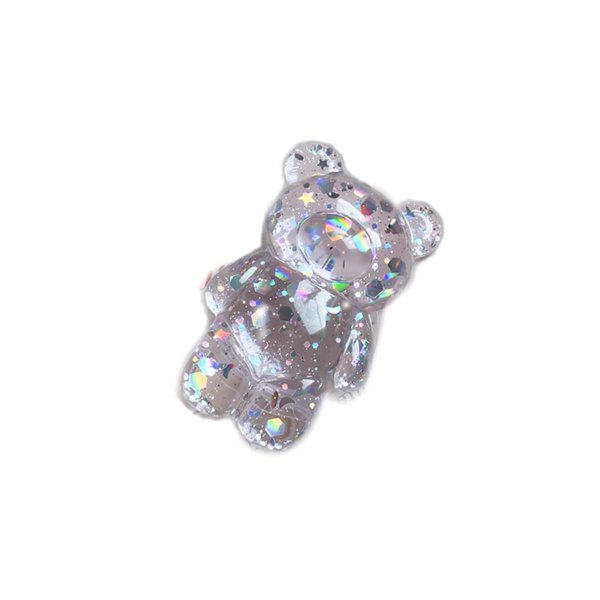 Mobile Phone Finger Holder Mobile Phone Cartoon Foldable Epoxy Sequins 3D Cute Bear Shaped Phone Grip Tok Folding Bracket for Desktop Mobile Cell Phones Accessories Cell Phone Grips (Clear Pink)